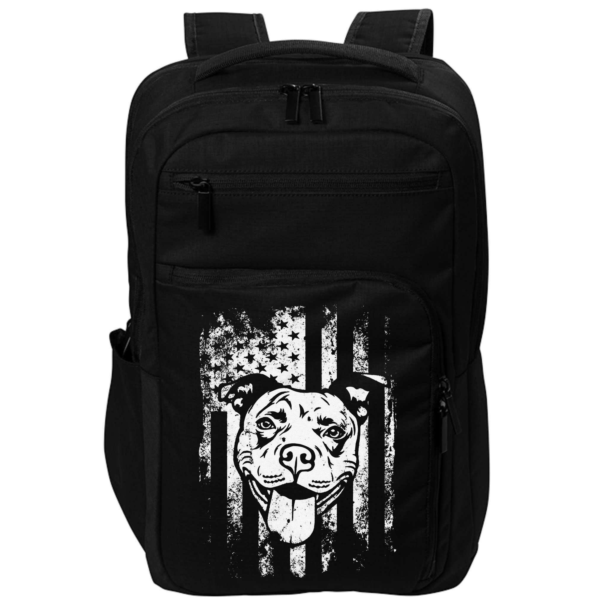 Patriotic Pitbull American Flag Dog Lover Impact Tech Backpack