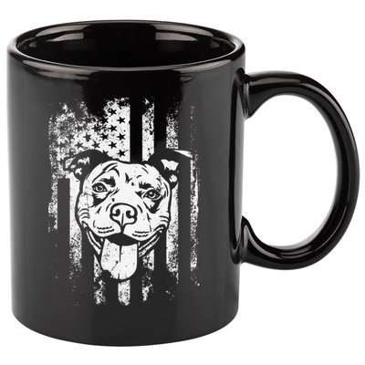 Patriotic Pitbull American Flag Dog Lover 11oz C Handle Ceramic Mug