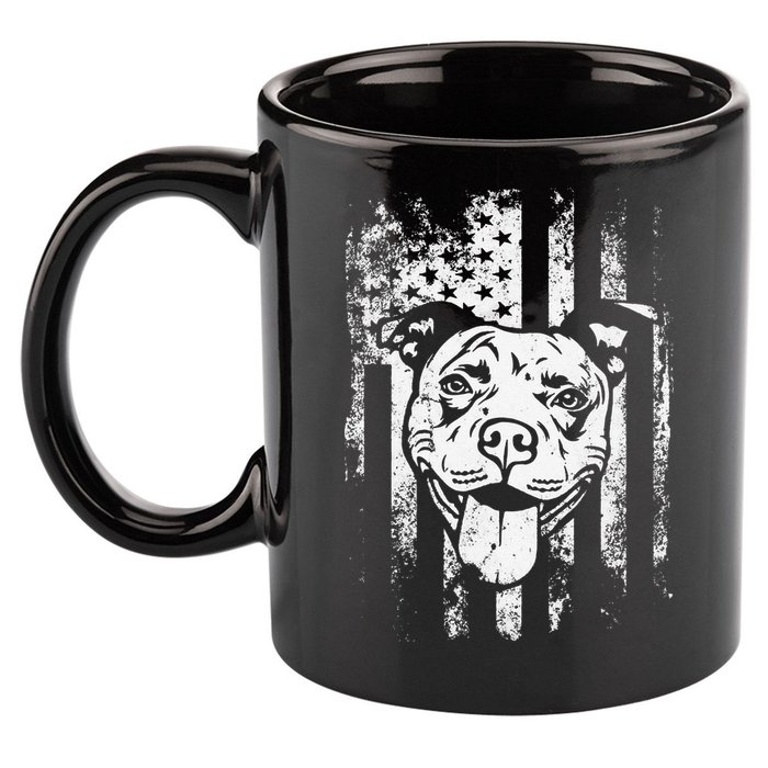 Patriotic Pitbull American Flag Dog Lover 11oz C Handle Ceramic Mug