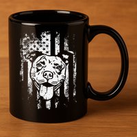 Patriotic Pitbull American Flag Dog Lover 11oz C Handle Ceramic Mug