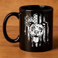 Patriotic Pitbull American Flag Dog Lover 11oz C Handle Ceramic Mug