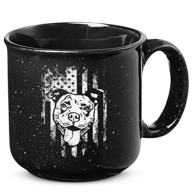 Patriotic Pitbull American Flag Dog Lover 15oz Campfire Ceramic Mug