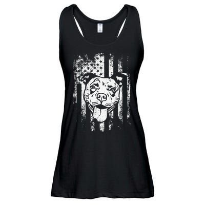 Patriotic Pitbull American Flag Dog Lover Ladies Essential Flowy Tank
