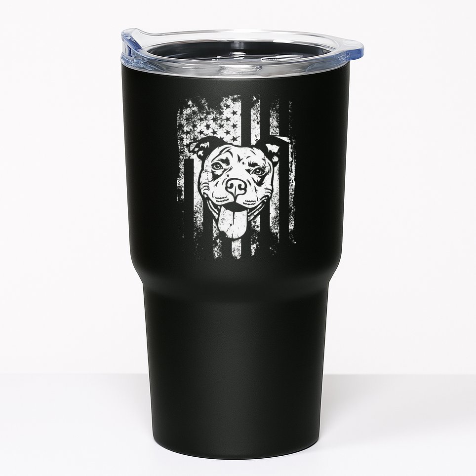 Patriotic Pitbull American Flag Dog Lover Tumbler