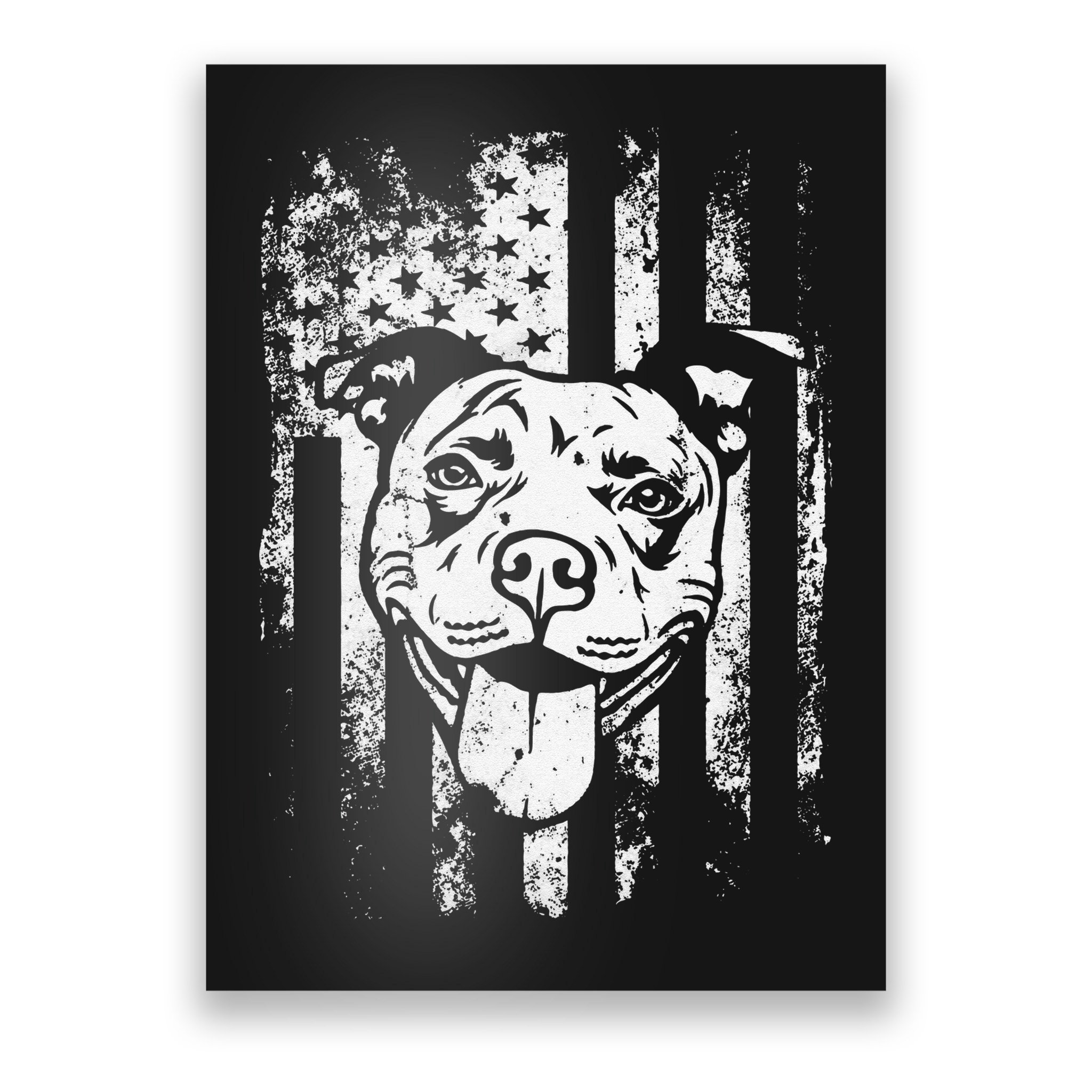 Patriotic Pitbull American Flag Dog Lover Poster
