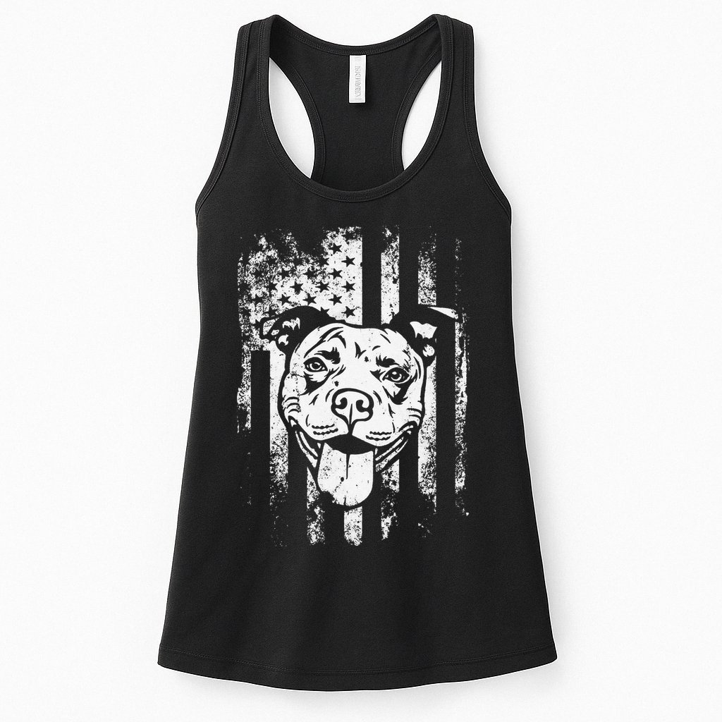 Patriotic Pitbull American Flag Dog Lover Womens Tank Top