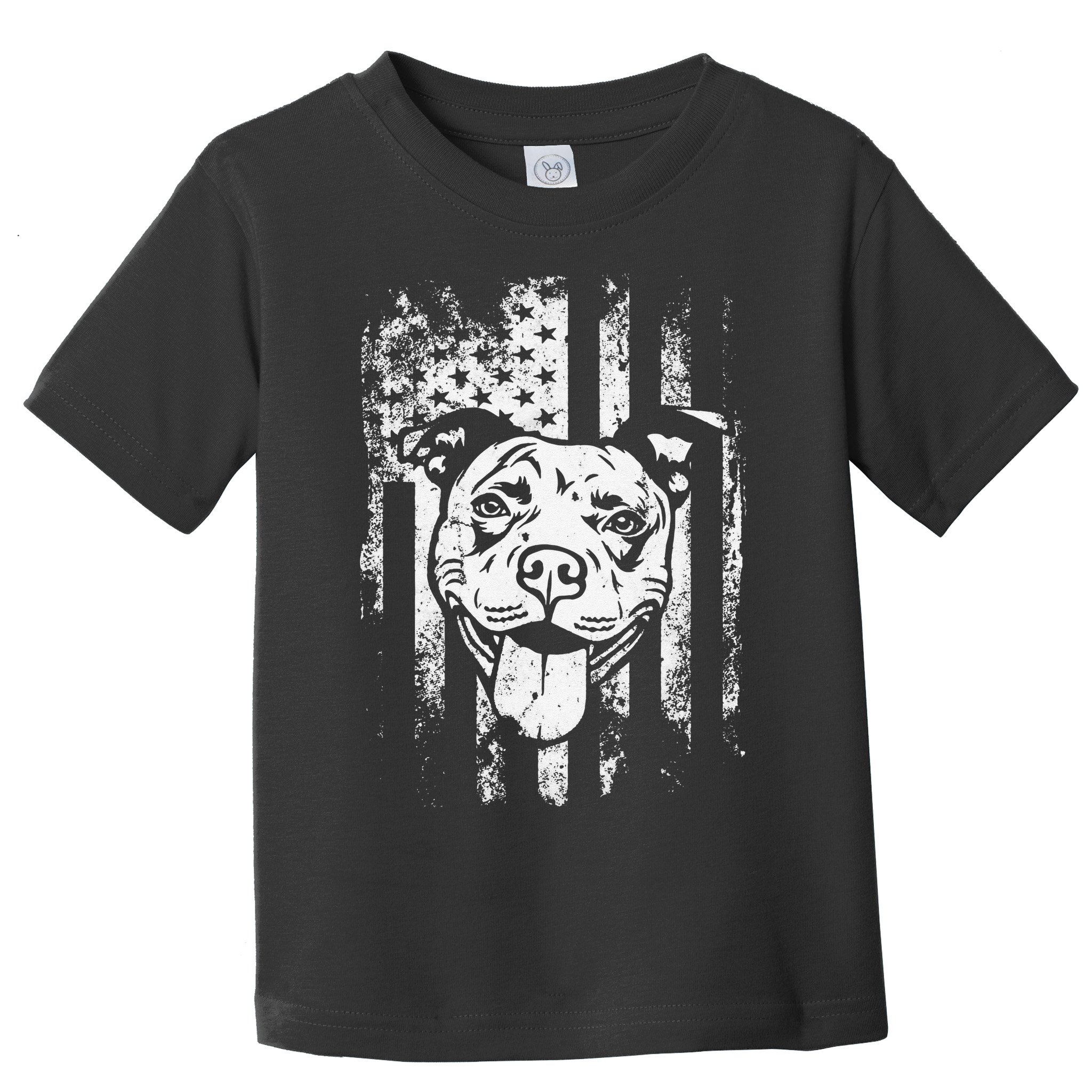 Patriotic Pitbull American Flag Dog Lover Toddler T-Shirt