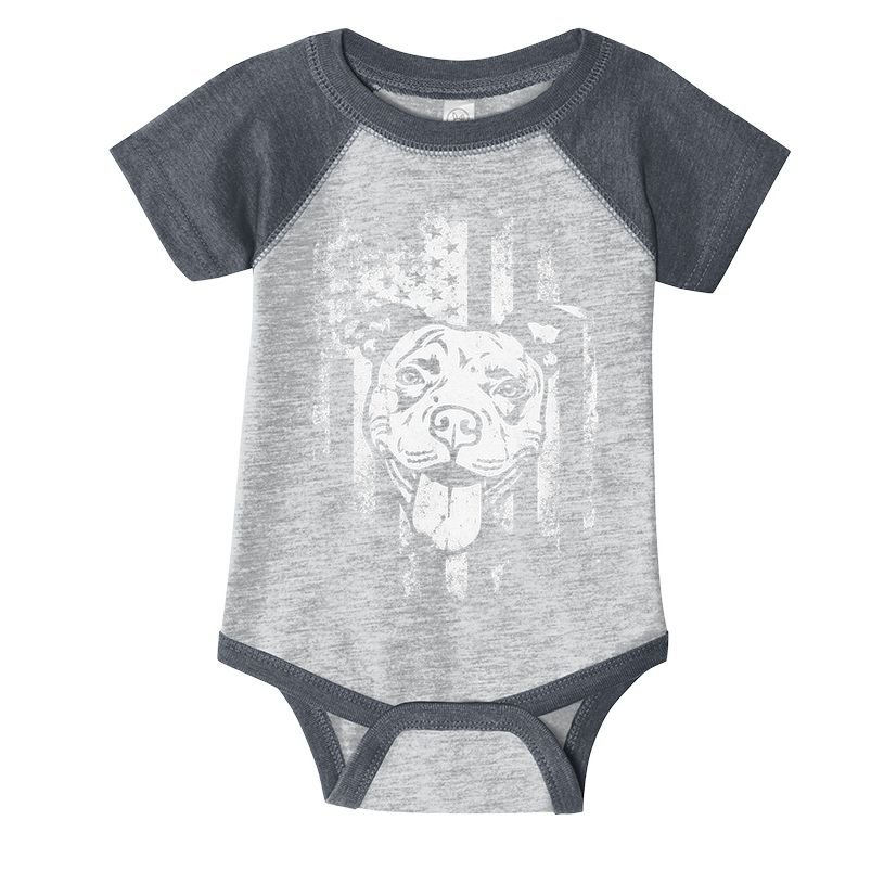 Patriotic Pitbull American Flag Dog Lover Infant Baby Jersey Bodysuit