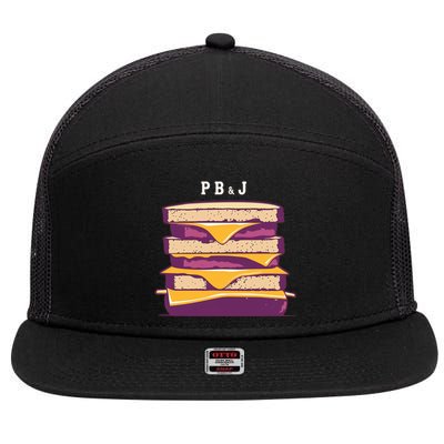 Pretty Pb And J Sandwich With Creamy Peanut Butter And Jelly Gift 7 Panel Mesh Trucker Snapback Hat