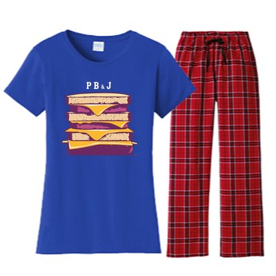 Pretty Pb And J Sandwich With Creamy Peanut Butter And Jelly Gift Women's Flannel Pajama Set