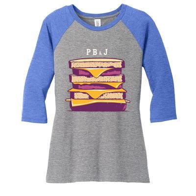 Pretty Pb And J Sandwich With Creamy Peanut Butter And Jelly Gift Women's Tri-Blend 3/4-Sleeve Raglan Shirt