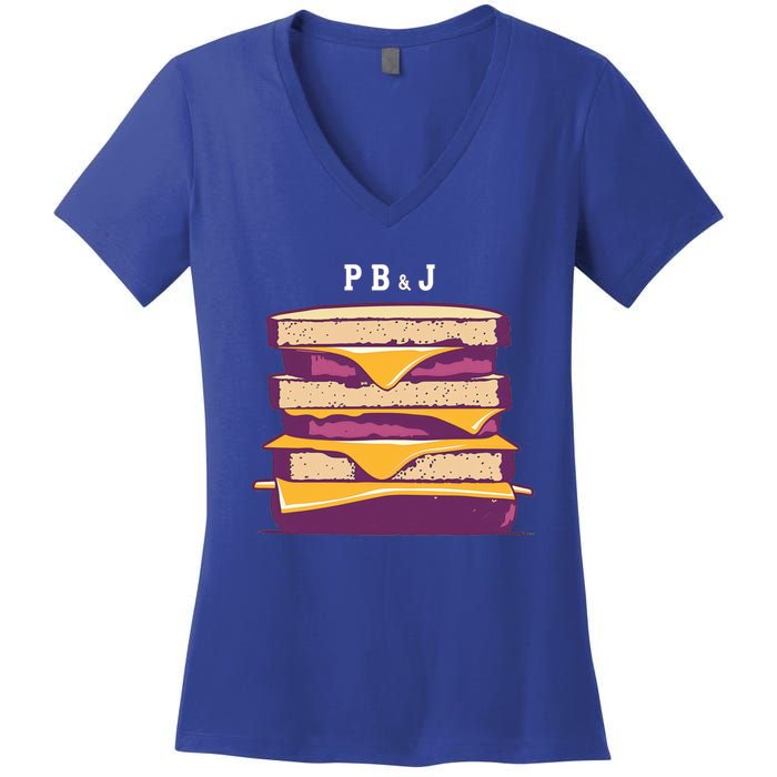 Pretty Pb And J Sandwich With Creamy Peanut Butter And Jelly Gift Women's V-Neck T-Shirt