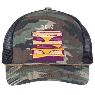 Pretty Pb And J Sandwich With Creamy Peanut Butter And Jelly Gift Retro Rope Trucker Hat Cap