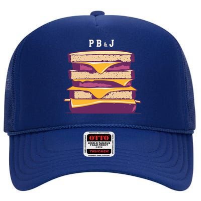 Pretty Pb And J Sandwich With Creamy Peanut Butter And Jelly Gift High Crown Mesh Back Trucker Hat