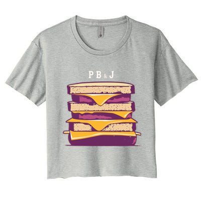 Pretty Pb And J Sandwich With Creamy Peanut Butter And Jelly Gift Women's Crop Top Tee