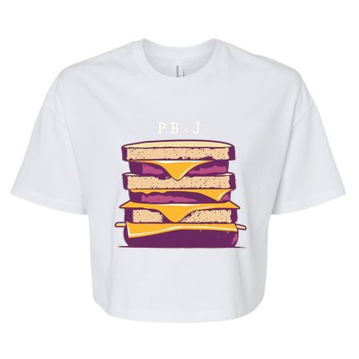 Pretty Pb And J Sandwich With Creamy Peanut Butter And Jelly Gift Bella+Canvas Jersey Crop Tee