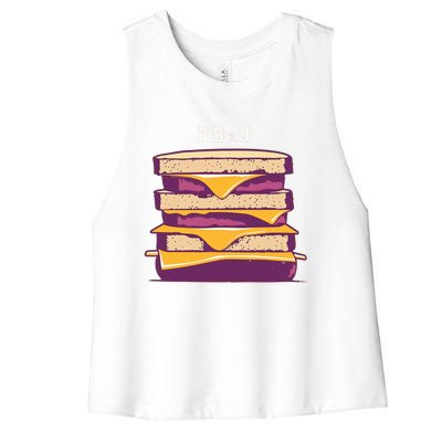 Pretty Pb And J Sandwich With Creamy Peanut Butter And Jelly Gift Women's Racerback Cropped Tank