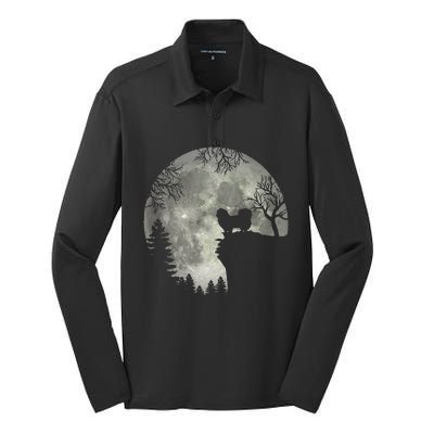 Pekingese Pekinese And Moon Halloween Silk Touch Performance Long Sleeve Polo