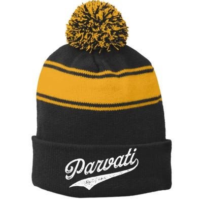 Parvati Stripe Pom Pom Beanie