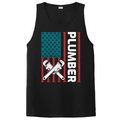 Plumber Patriotic American Flag Funny Plumber PosiCharge Competitor Tank