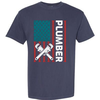 Plumber Patriotic American Flag Funny Plumber Garment-Dyed Heavyweight T-Shirt