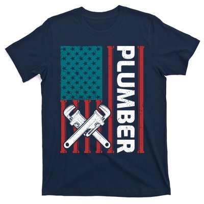 Plumber Patriotic American Flag Funny Plumber T-Shirt