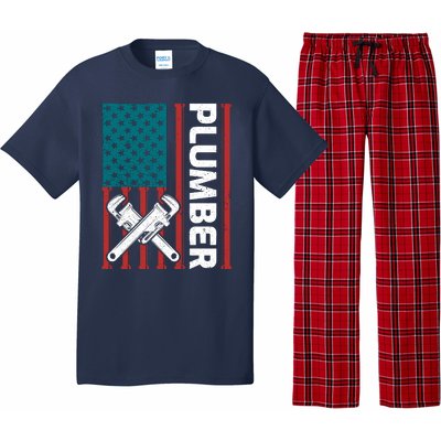 Plumber Patriotic American Flag Funny Plumber Pajama Set