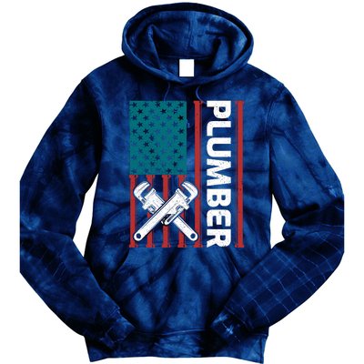 Plumber Patriotic American Flag Funny Plumber Tie Dye Hoodie