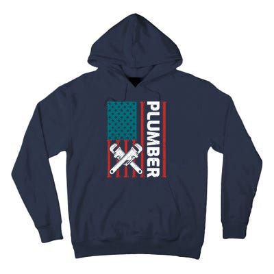 Plumber Patriotic American Flag Funny Plumber Tall Hoodie