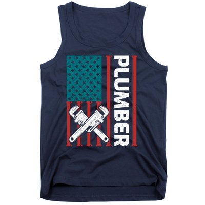 Plumber Patriotic American Flag Funny Plumber Tank Top