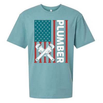 Plumber Patriotic American Flag Funny Plumber Sueded Cloud Jersey T-Shirt