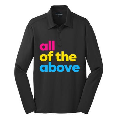 Pansexual Pride All of the Above LGBTQ Pan Flag Funny LGBT Silk Touch Performance Long Sleeve Polo