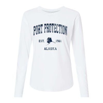 Port Protection Alaska Ak Vintage Athletic Womens Cotton Relaxed Long Sleeve T-Shirt