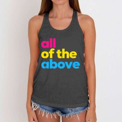 Pansexual Pride All Of The Above LGBTQ Pan Flag Funny LGBT Women's Knotted Racerback Tank