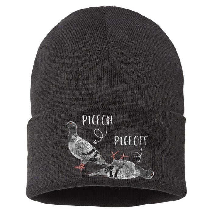 Pigeon Pigeoff Apparel Pigeon Owner Lover Funny Gift Sustainable Knit Beanie