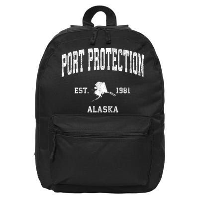 Port Protection Alaska Ak Vintage Established Athletic Sports Design 16 in Basic Backpack