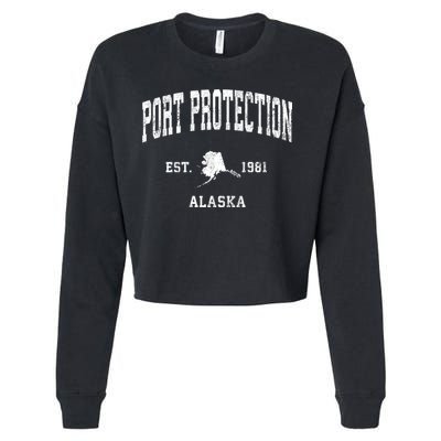 Port Protection Alaska Ak Vintage Established Athletic Sports Design Cropped Pullover Crew