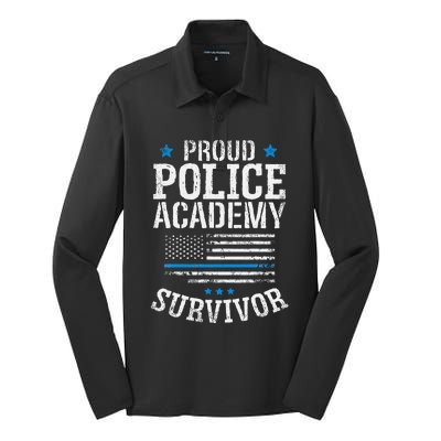 Proud Police Academy Survivor Funny Graduation Gift Silk Touch Performance Long Sleeve Polo