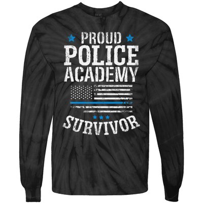 Proud Police Academy Survivor Funny Graduation Gift Tie-Dye Long Sleeve Shirt