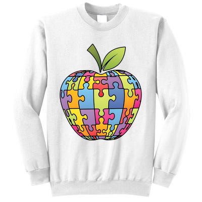 Puzzle Piece Apple Autism Teacher Sweatshirt