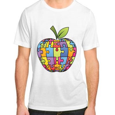 Puzzle Piece Apple Autism Teacher Adult ChromaSoft Performance T-Shirt