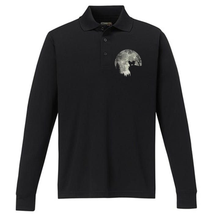 Pekingese Pekinese And Moon Halloween Performance Long Sleeve Polo