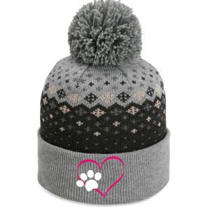 Paw Print And Heart Dog Lovers And Dog Mamas Fur Mom Gift The Baniff Cuffed Pom Beanie