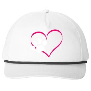 Paw Print And Heart Dog Lovers And Dog Mamas Fur Mom Gift Snapback Five-Panel Rope Hat