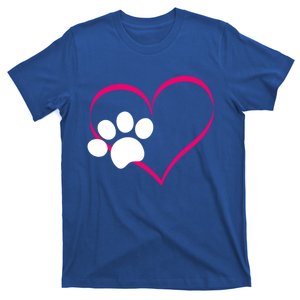 Paw Print And Heart Dog Lovers And Dog Mamas Fur Mom Gift T-Shirt