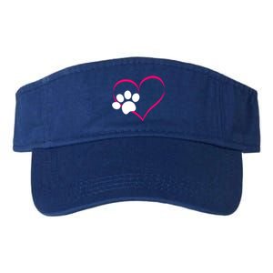 Paw Print And Heart Dog Lovers And Dog Mamas Fur Mom Gift Valucap Bio-Washed Visor