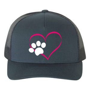 Paw Print And Heart Dog Lovers And Dog Mamas Fur Mom Gift Yupoong Adult 5-Panel Trucker Hat