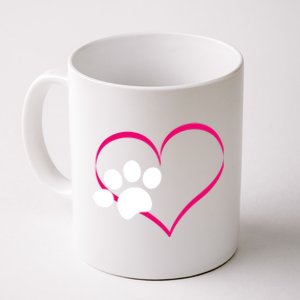 Paw Print And Heart Dog Lovers And Dog Mamas Fur Mom Gift Coffee Mug