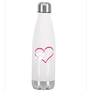 Paw Print And Heart Dog Lovers And Dog Mamas Fur Mom Gift Stainless Steel Insulated Water Bottle