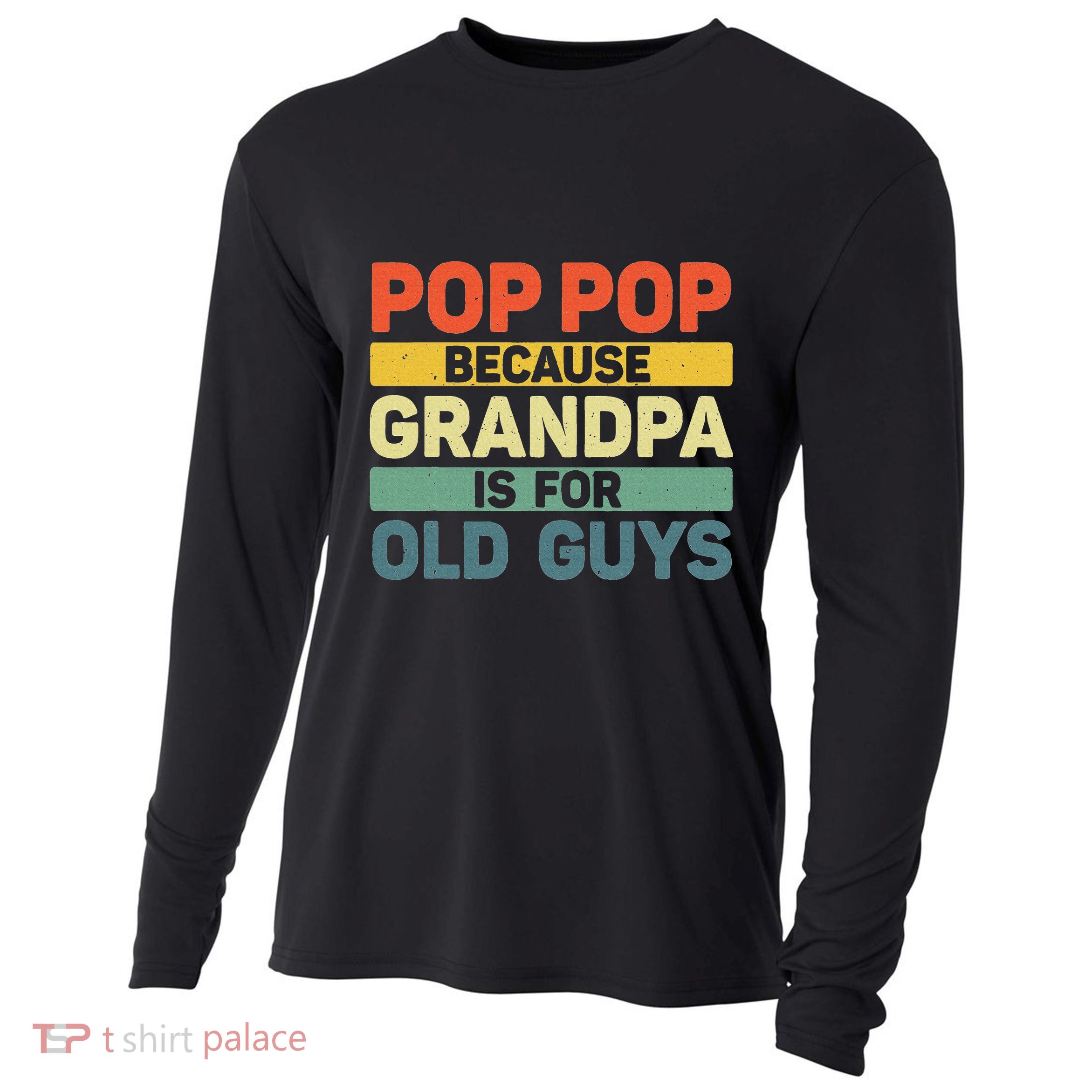 Pop Pop Art For Grandpa From Grandkids FatherS Day Pop Pop Cooling Performance Long Sleeve Crew